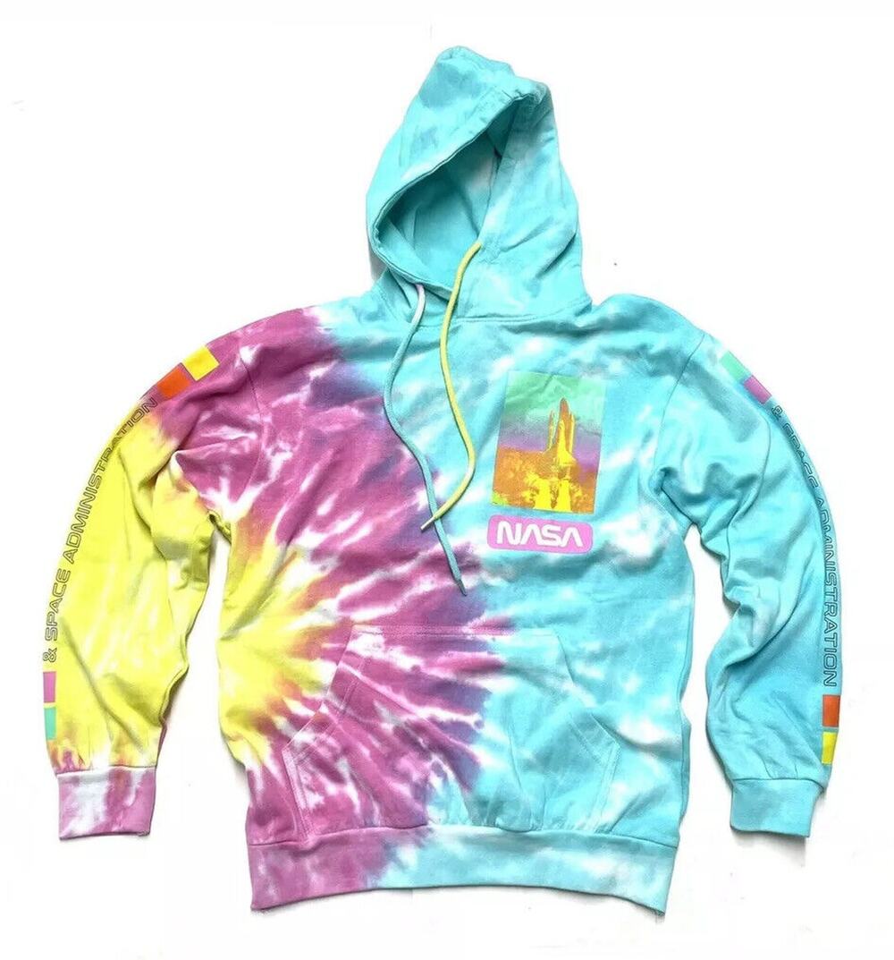 NASA Tie Dye Hoodie Sweatshirt Size Medium M Astronaut Earth NWT Pink NWT